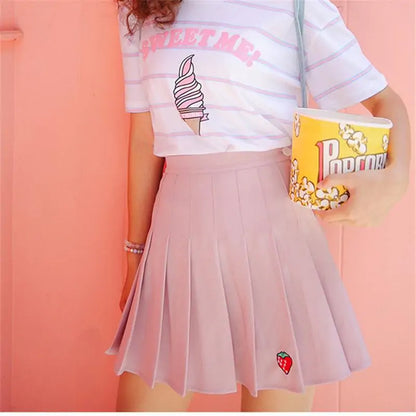 Pastel Peach Pink Pleated Skirts