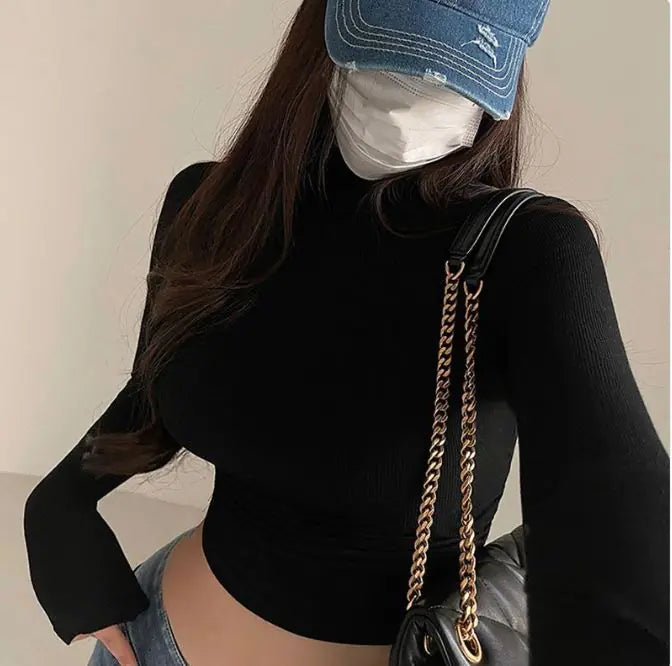 Women's Turtle Neck Crop Top